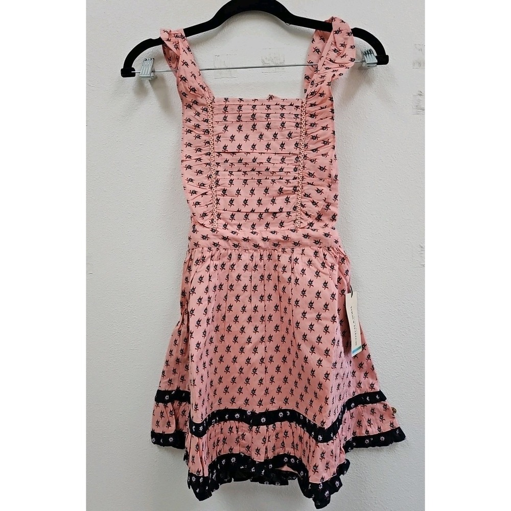Scotch & Soda Youth Girls 8 Mauve Pink Floral Bow Ruffle Apron Dress NWT